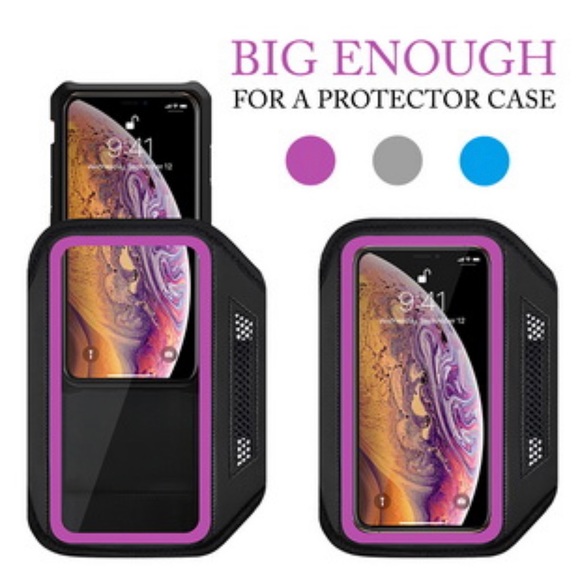 LOVPHONE Sports Armband for IPhones. Holds Key, Earbuds & Card. Rosy/Black. NEW! - Picture 6 of 15